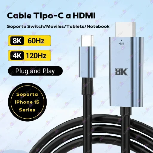 Cable_HDMI_a_USB-C.02 - 🎆 Cable HDMI 2.1 a USB-C - 8K/60Hz, 4K/120Hz, Nylon Trenzado