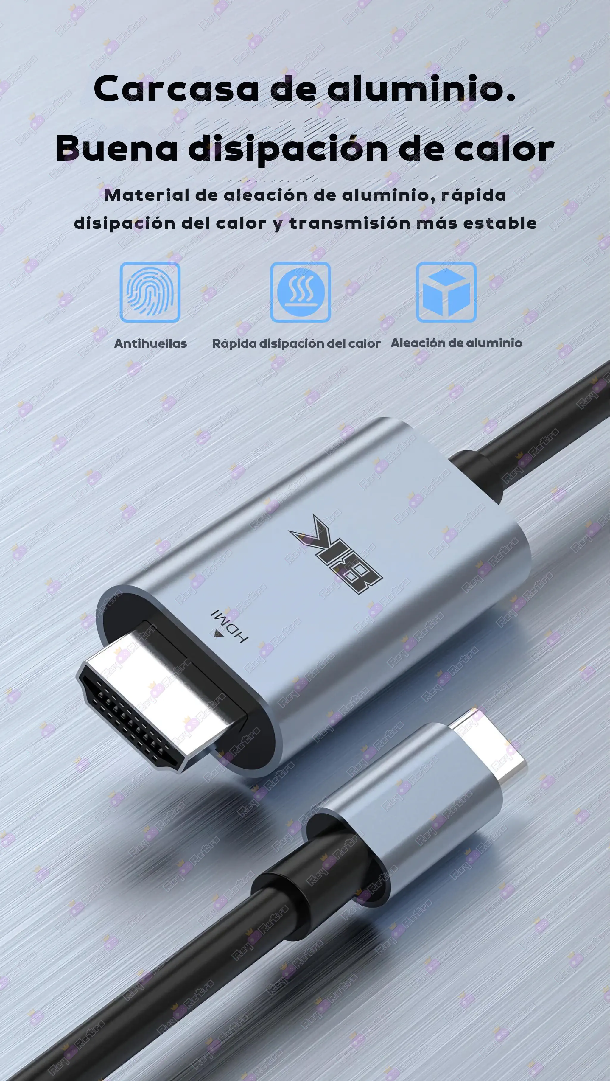 Cable HDMI a USB-C Cable_HDMI_a_USB-C.05 - 🎆 Cable HDMI 2.1 a USB-C - 8K/60Hz, 4K/120Hz, Nylon Trenzado
