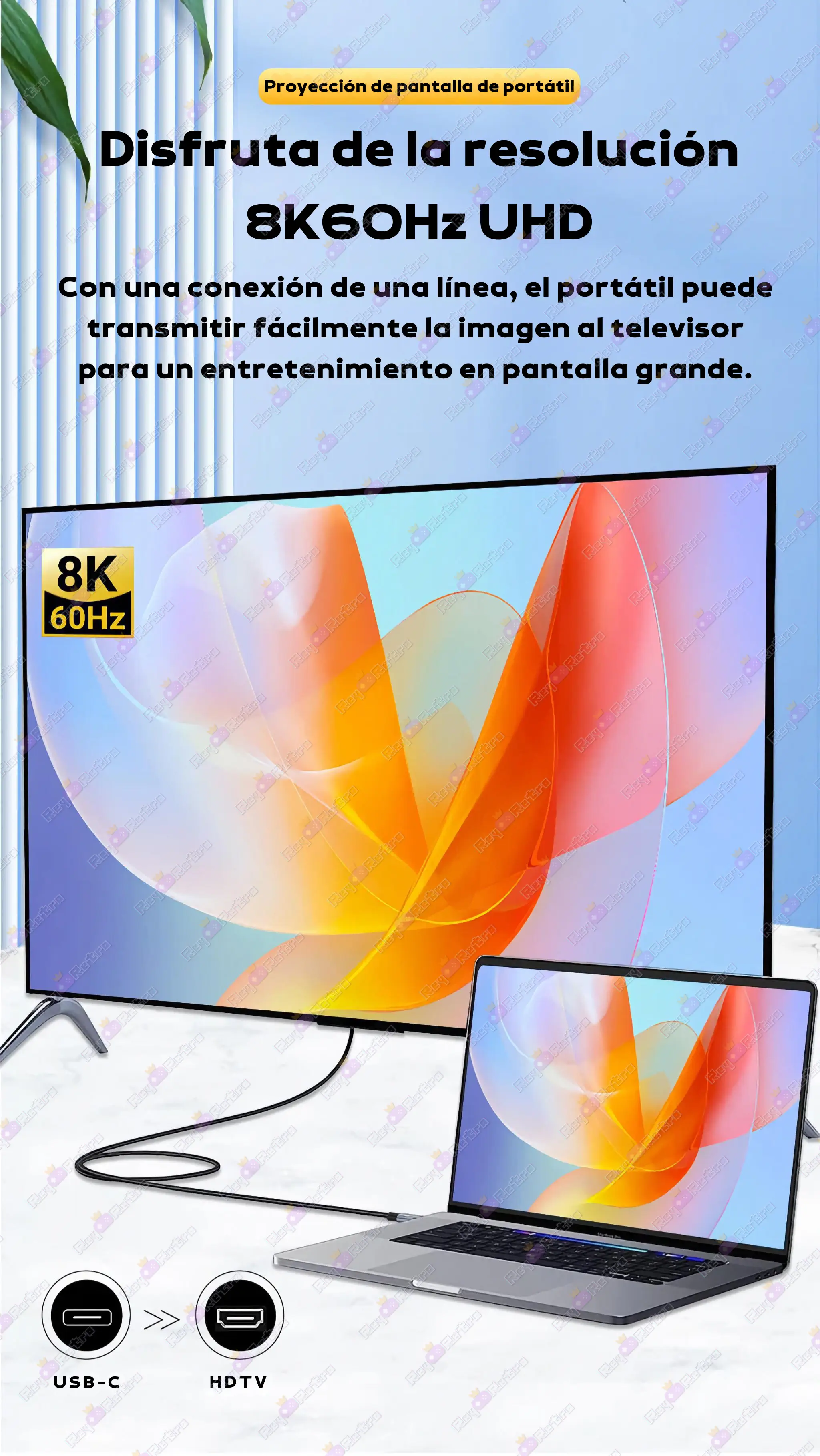 Cable HDMI a USB-C Cable_HDMI_a_USB-C.07 - 🎆 Cable HDMI 2.1 a USB-C - 8K/60Hz, 4K/120Hz, Nylon Trenzado