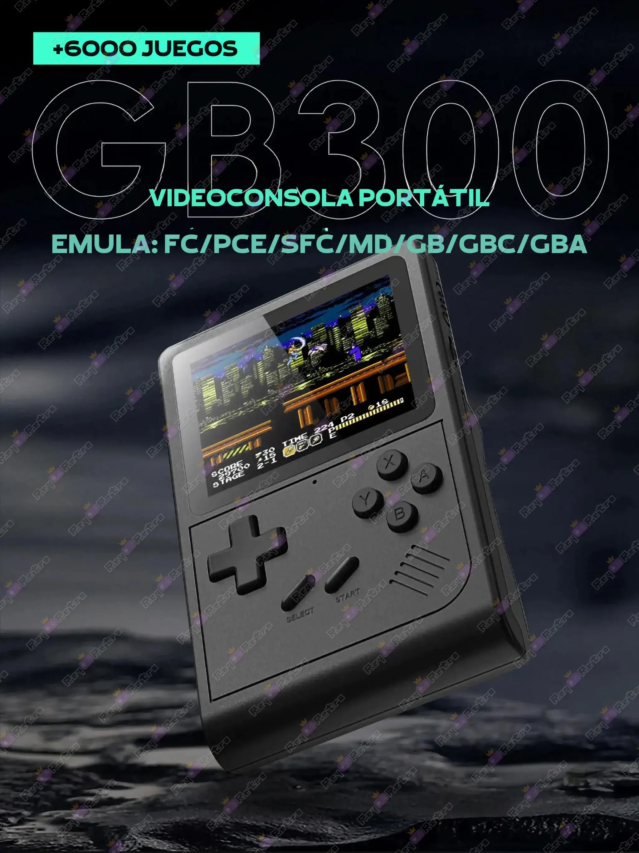 GB300 GB300.04 - 🕹 GB300 - Consola Retro Portátil con 6000 Juegos, 3” y Salida TV
