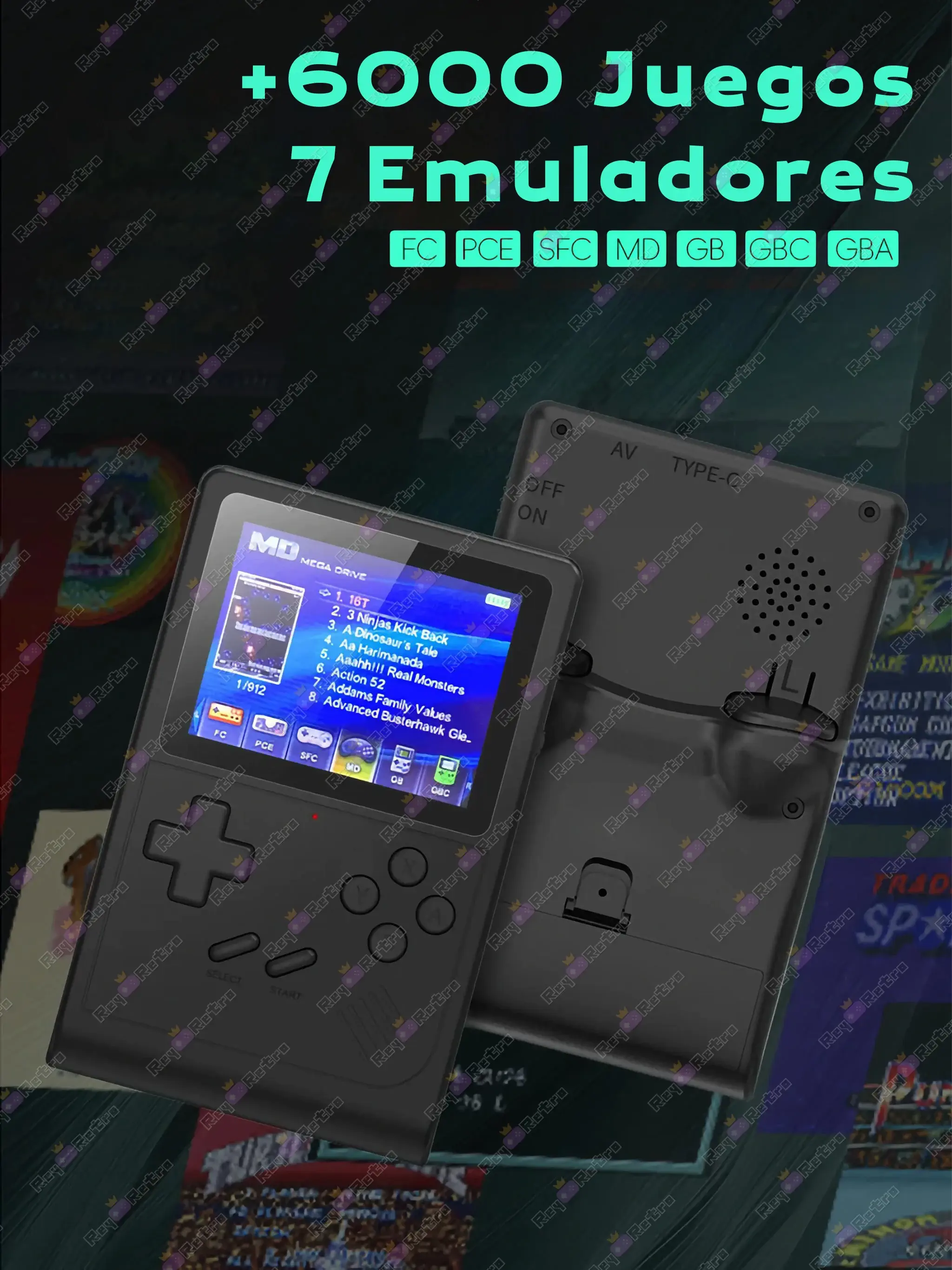 GB300 GB300.05 - 🕹 GB300 - Consola Retro Portátil con 6000 Juegos, 3” y Salida TV