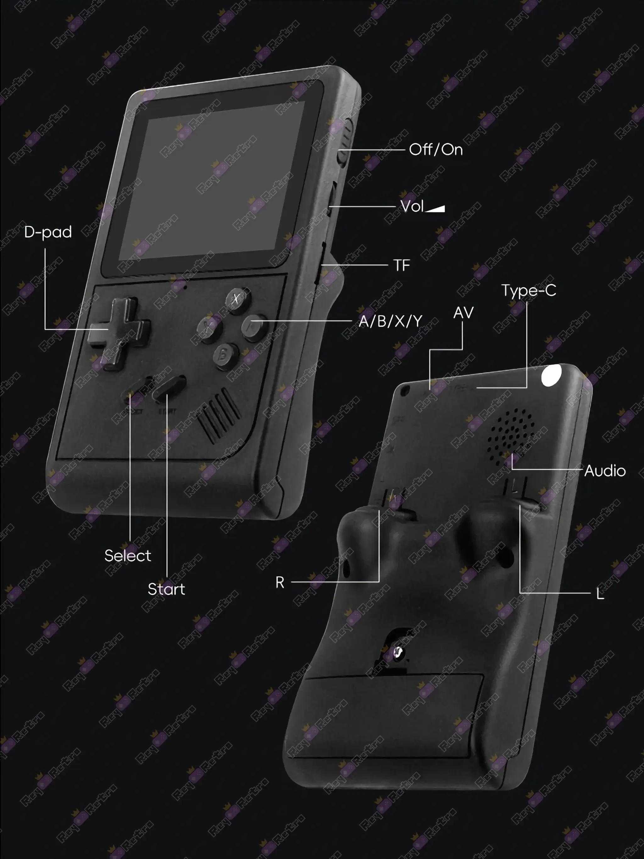 GB300 GB300.09 - 🕹 GB300 - Consola Retro Portátil con 6000 Juegos, 3” y Salida TV
