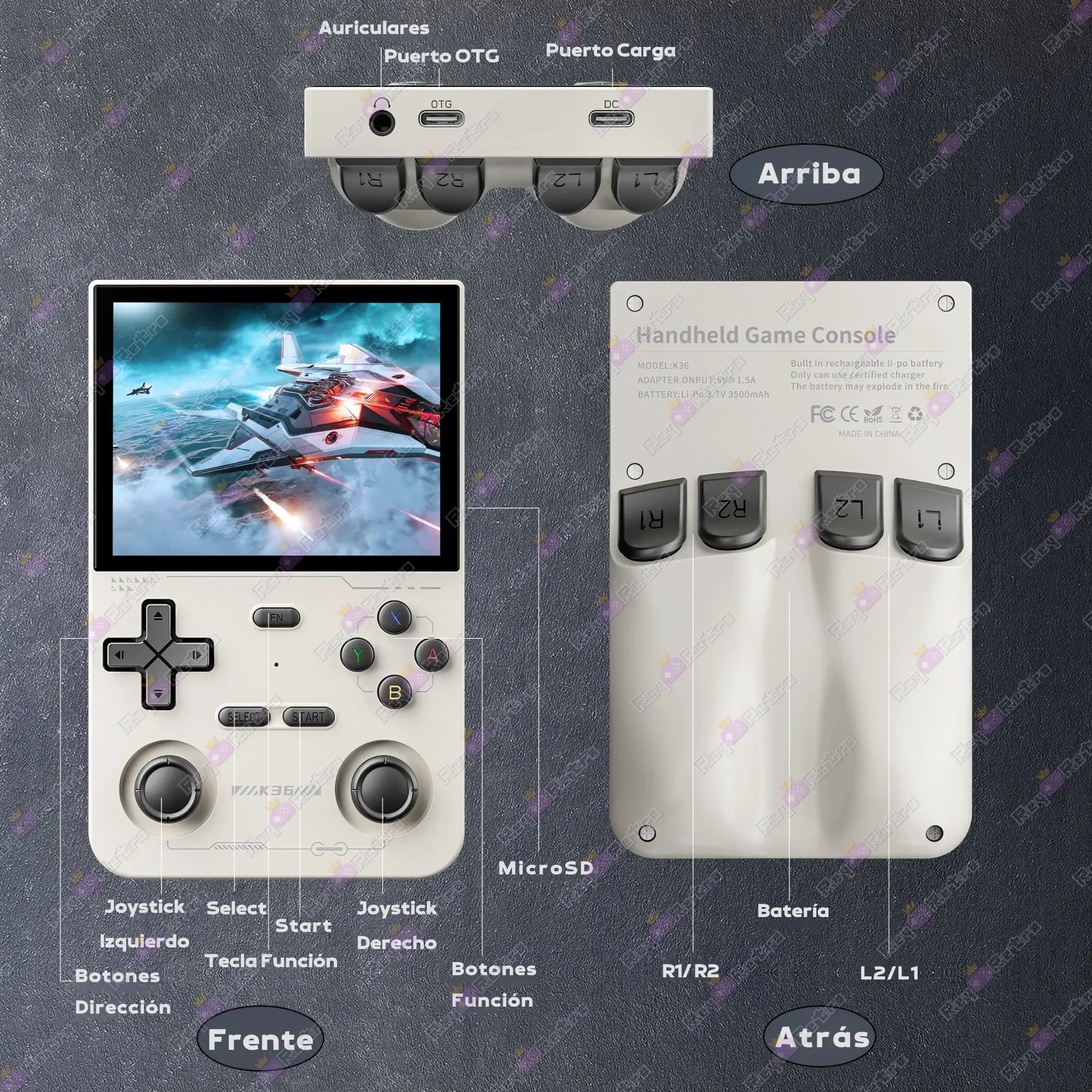 K36.22 - 🕹 Consola Retro Portátil K36 - Emuladores, Pantalla IPS y Ergonómica